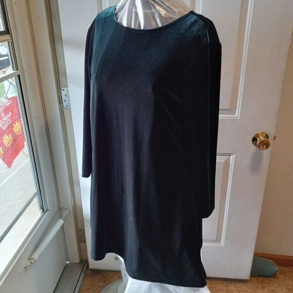 Vintage Jenny Buchanan Green Velvet Swing Dress - Picture 1 of 7